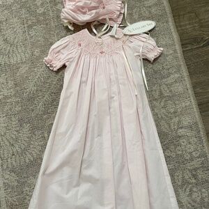 Lullaby Set Rosebud Daygown and Bonnet Set NWT